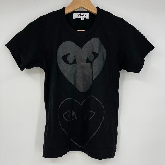 COMME des GARCONS PLAY | Double Hearts Graphic T-Shirt 'Black Black' XS - Picture 5 of 9